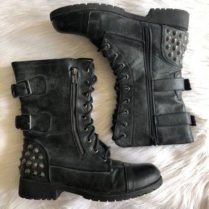 Faded Black Combat Boots